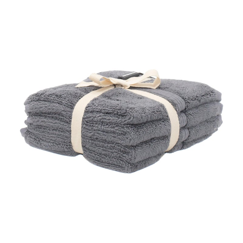 Mosobam Luxury Turkish Towels Set of 4 Washcloths 13X13 Charcoal Gray (Dark Grey) 700 GSM Bamboo Viscose & Aegean Turkish Combed Cotton - Image 2